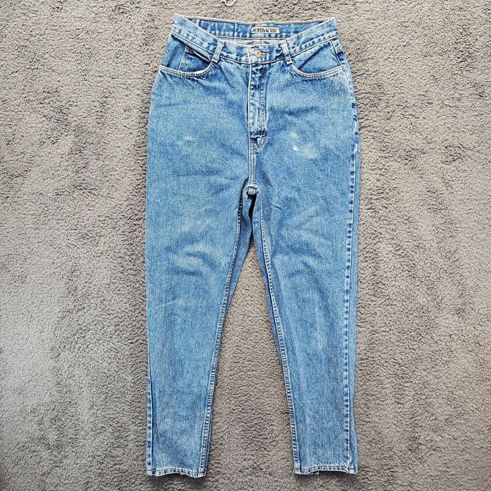 Vintage Jordache‎ Jeans Women Size 26" Blue High Waist Tapered Snap Button Ankle